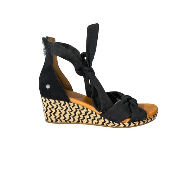 UGG Women's Yarrow Espadrille Wedge Sandal In Black sz11 - Picture 10 of 16
